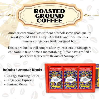 SINGAPORE BATIK COFFEE roasted ground coffee (3x40g) 3 exotic blends
