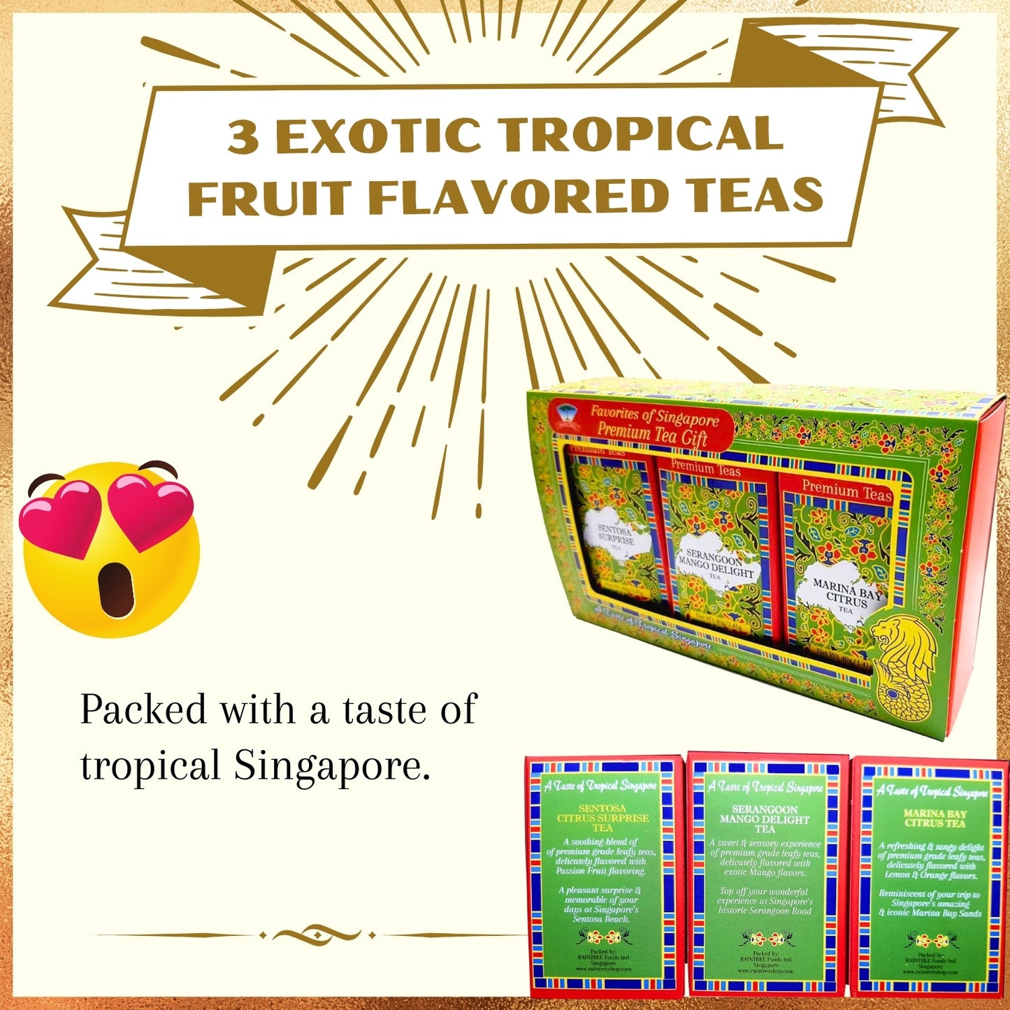 SINGAPORE BATIK TEA premium tea gift (3x40g) 3 fruit tea flavors