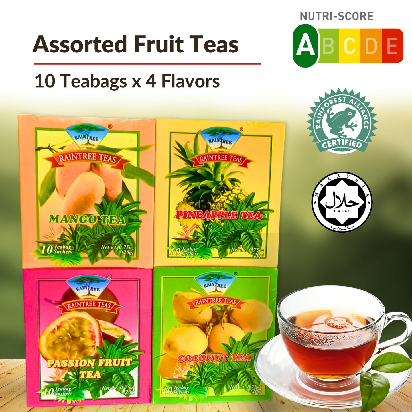 RAINTREE ASSORTED FRUIT TEAS (10s x 4)